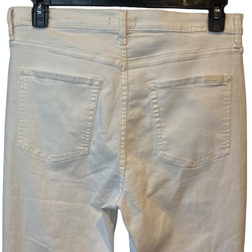 7 For All Mankind High Waist Ankle White Distressed Skinny Jeans Womens Size 32 - Picture 6 of 16